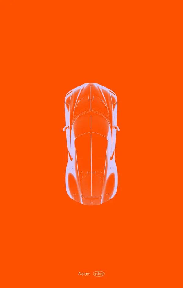 Asprey Bugatti La Voiture Noire artwork, on orange