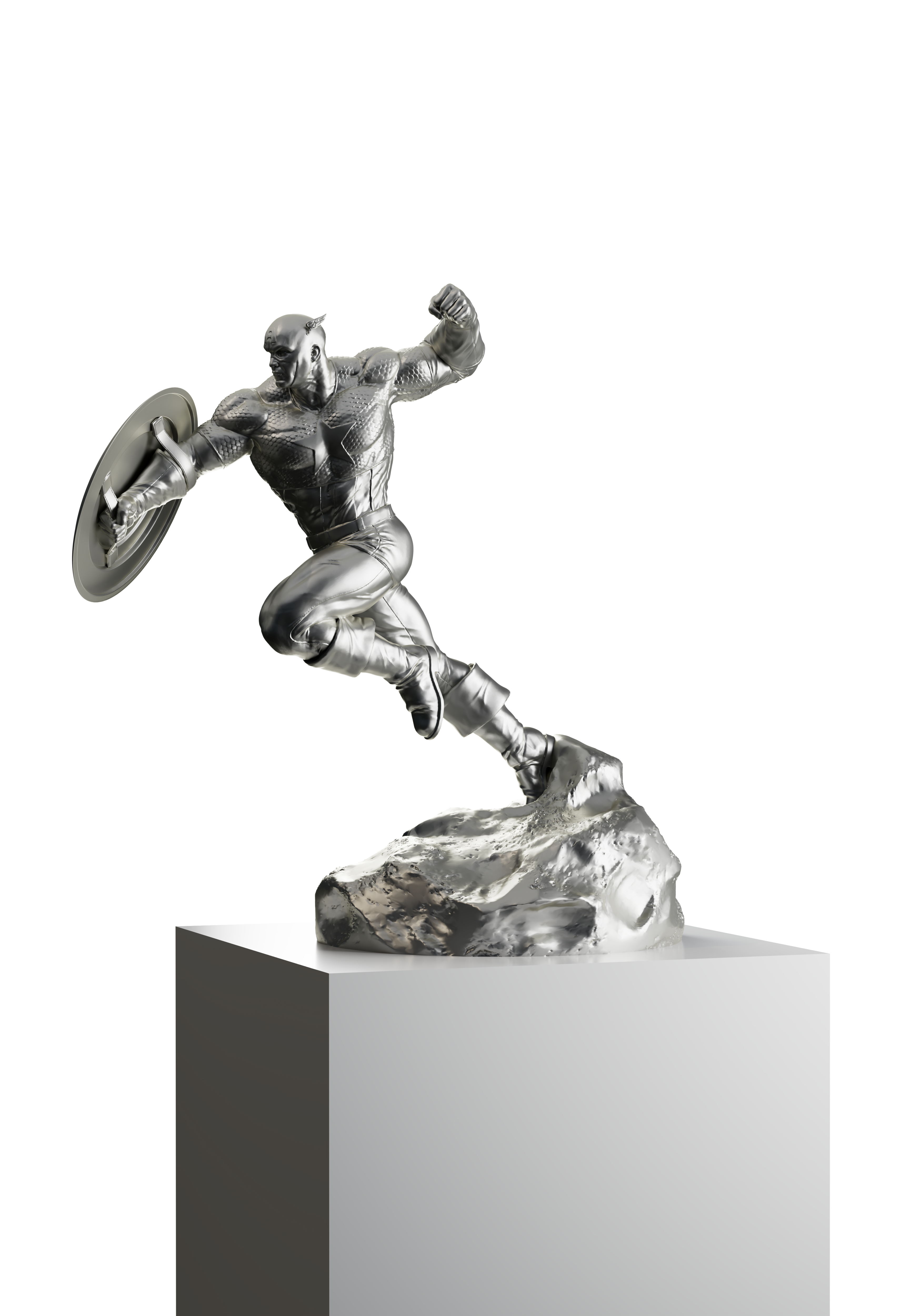 Captain America Silver Sculpture Art by Asprey Studio and Marvel
