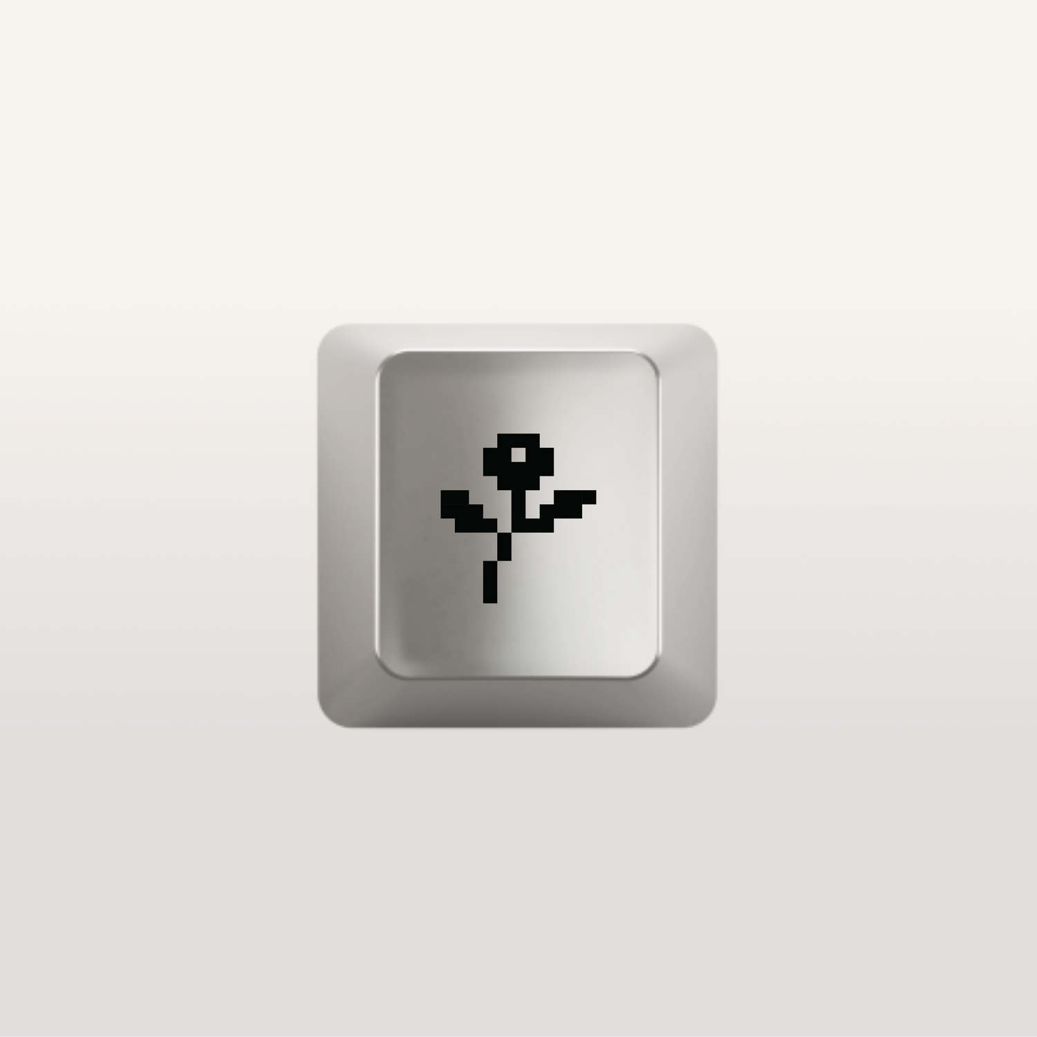 Flower on stem Icon by Susan Kare - Keyboard key in silver
