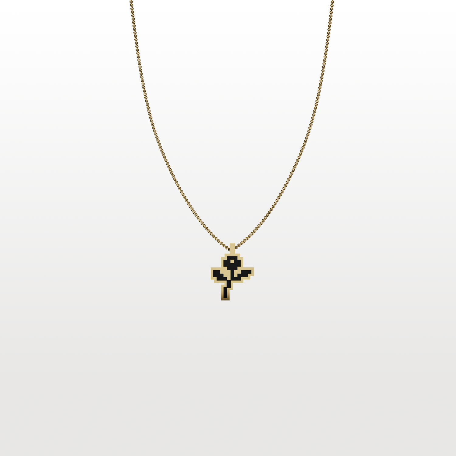 Gold necklace pendant with flower on stem icon by Susan Kare