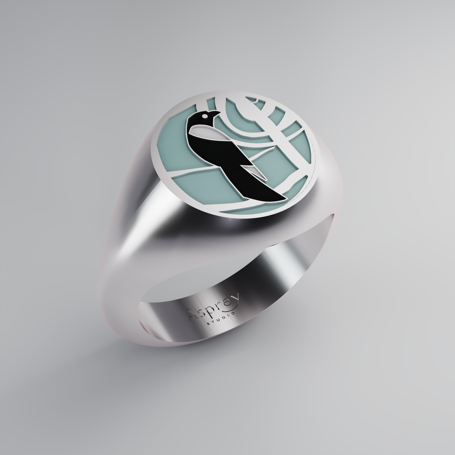 The Magpie Signet Ring - White Gold