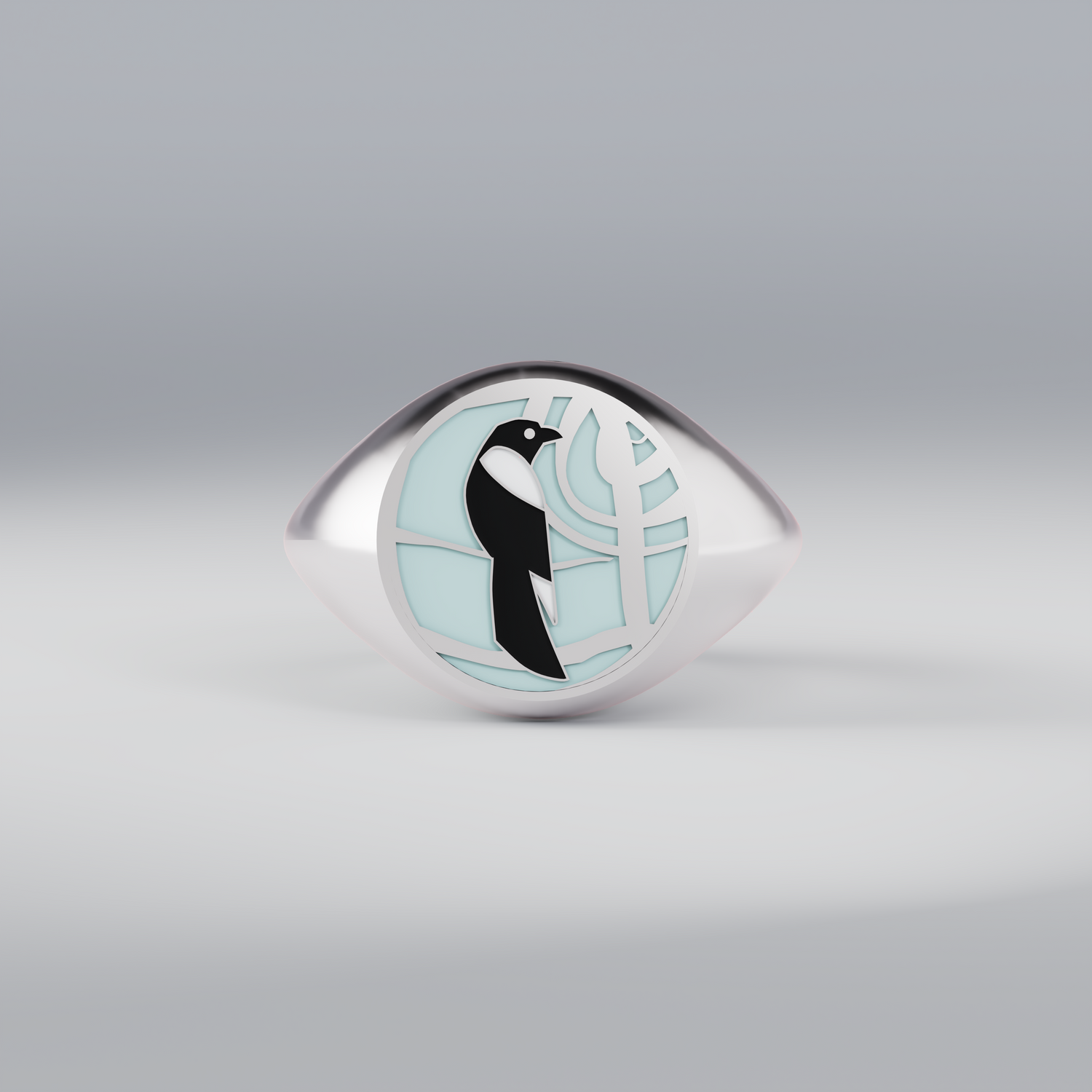 The Magpie Signet Ring - White Gold