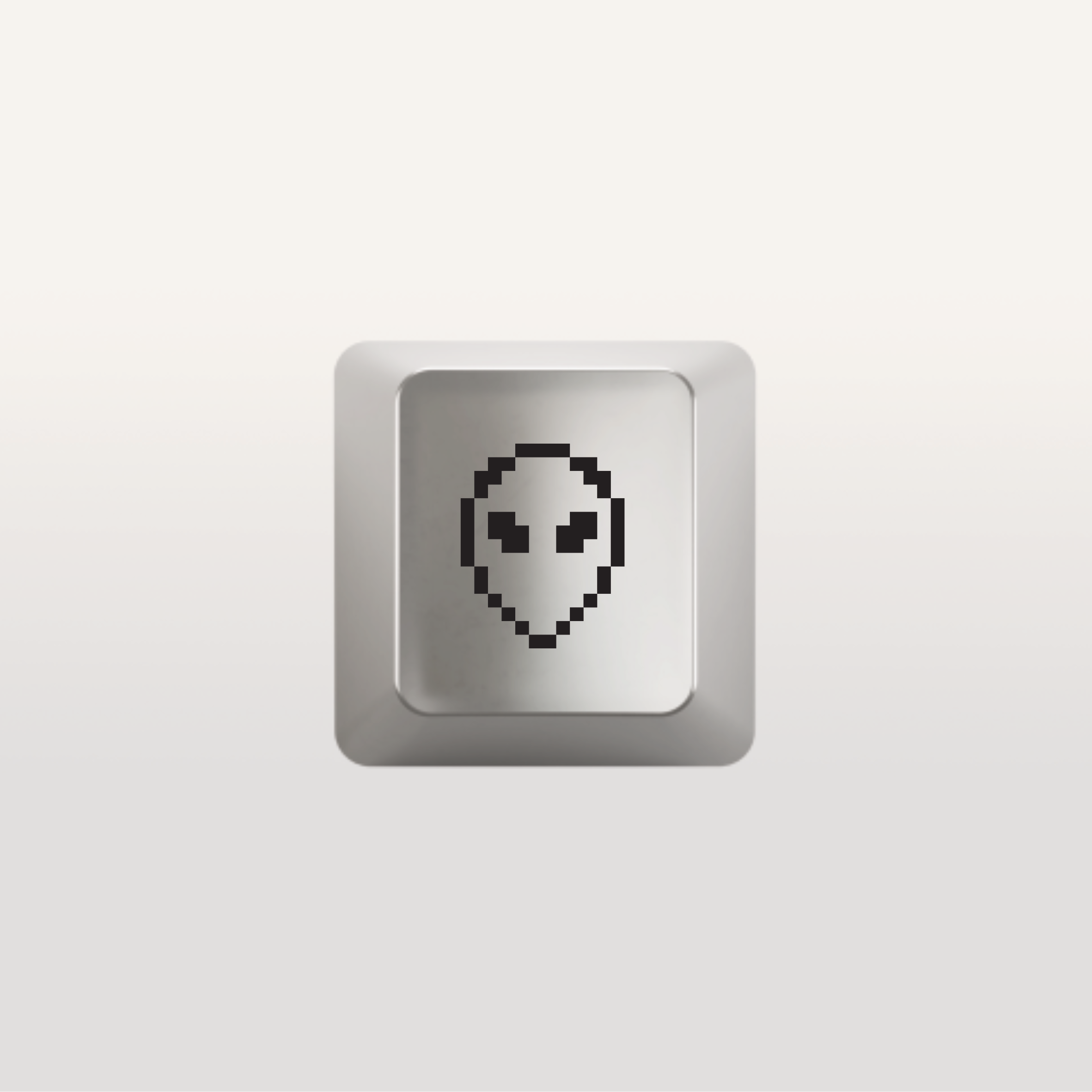 Alien Icon Key by Susan Kare in Silver - Gold keyboard key featuring an alien icon design by Susan Kare