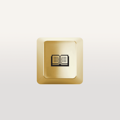 Key with book icon designed by Susan Kare gold colour