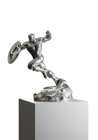 Captain America Silver Sculpture Art by Asprey Studio and Marvel