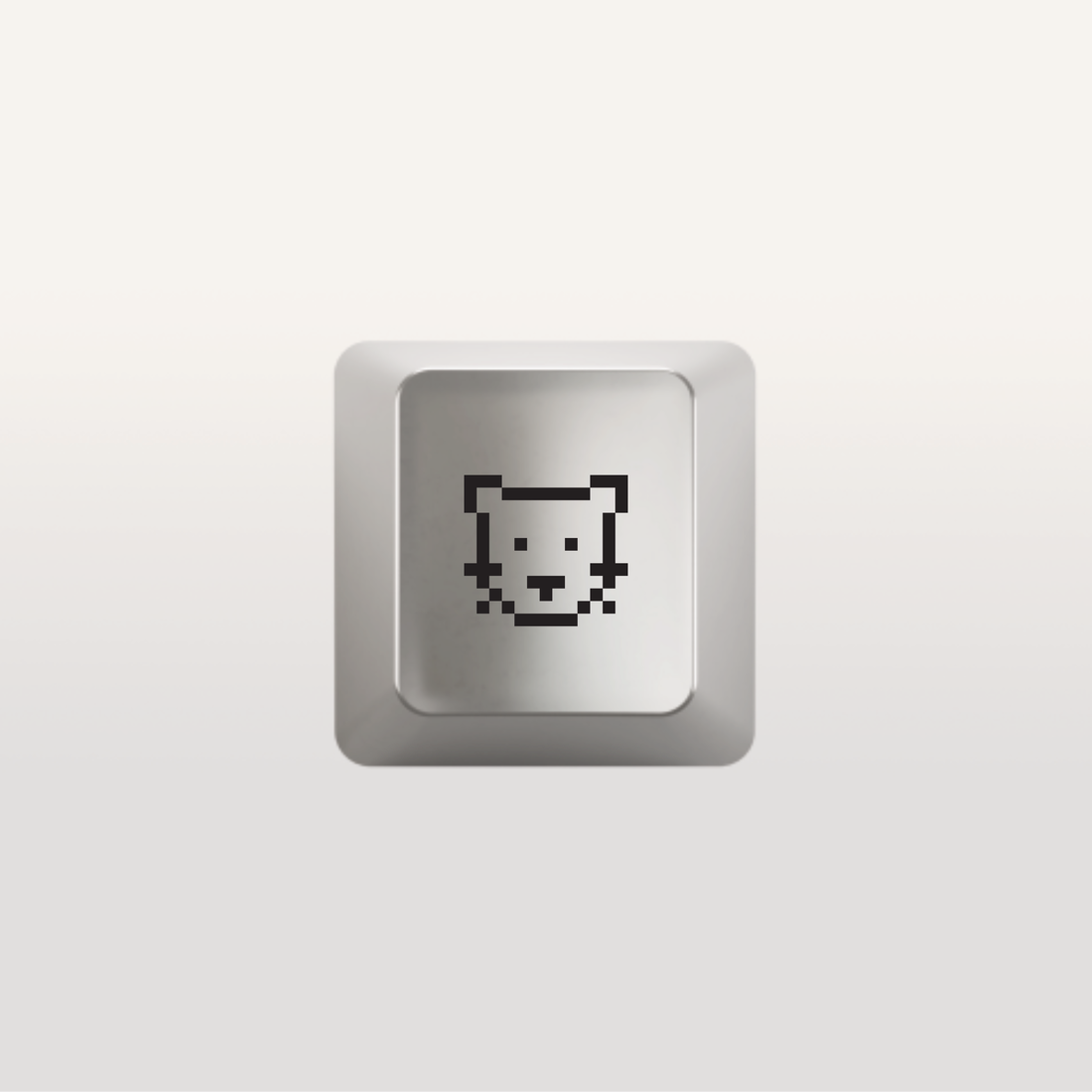 Cat Icon by Susan Kare - Keyboard key in silver