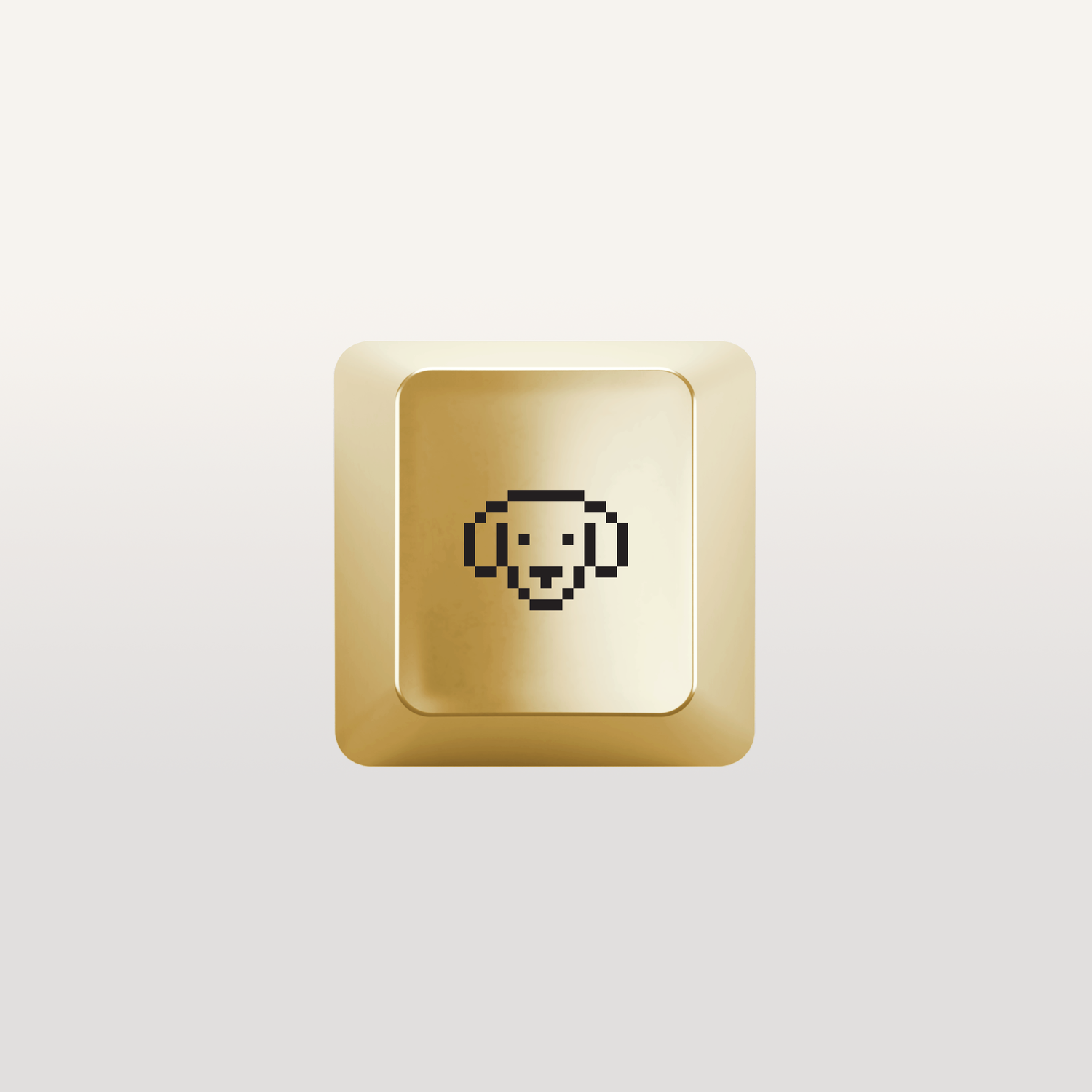 Dog Icon Keychain by Susan Kare in Gold - Gold keychain featuring a dog icon design by Susan Kare