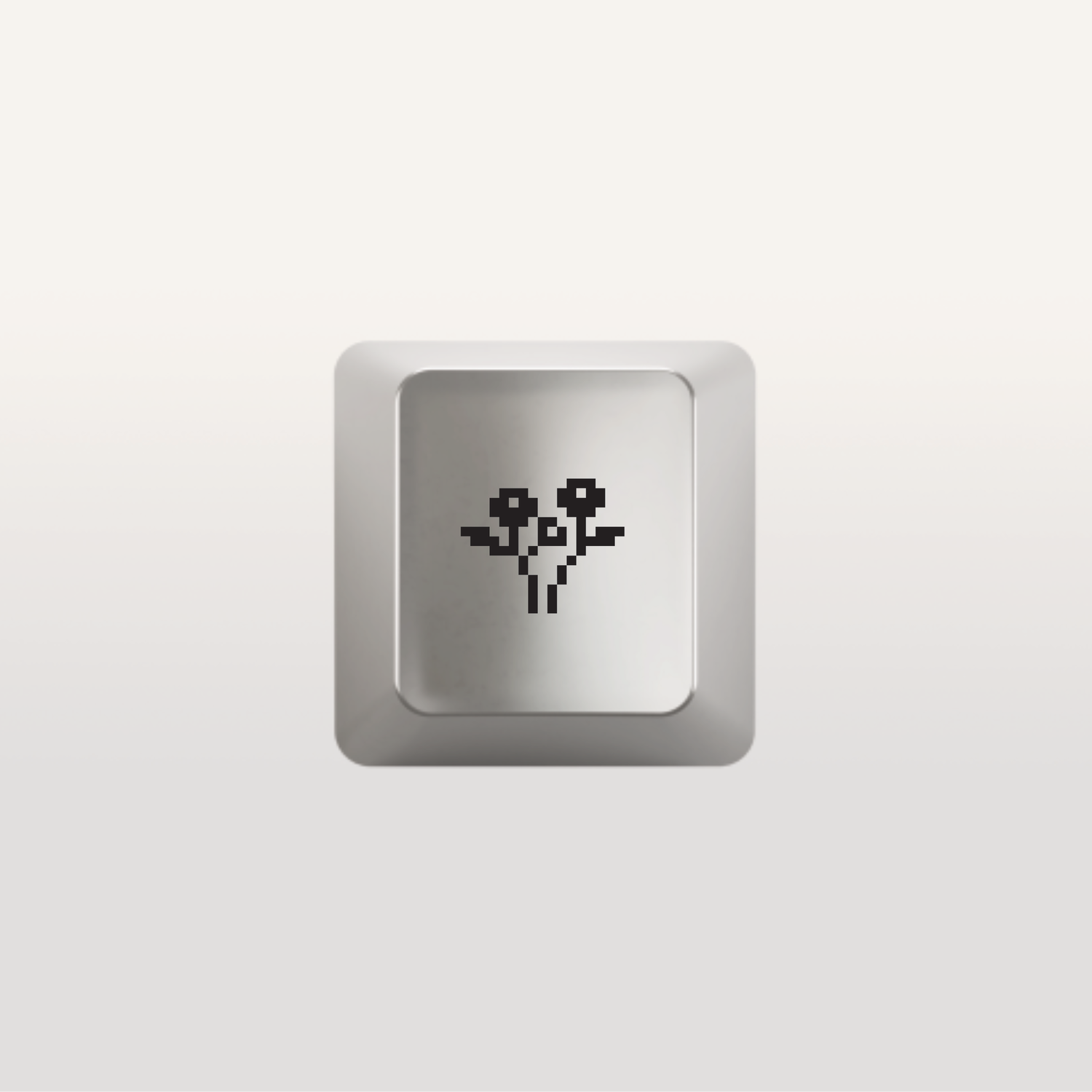 Flower Bouquet Icon by Susan Kare - Keyboard key in silver