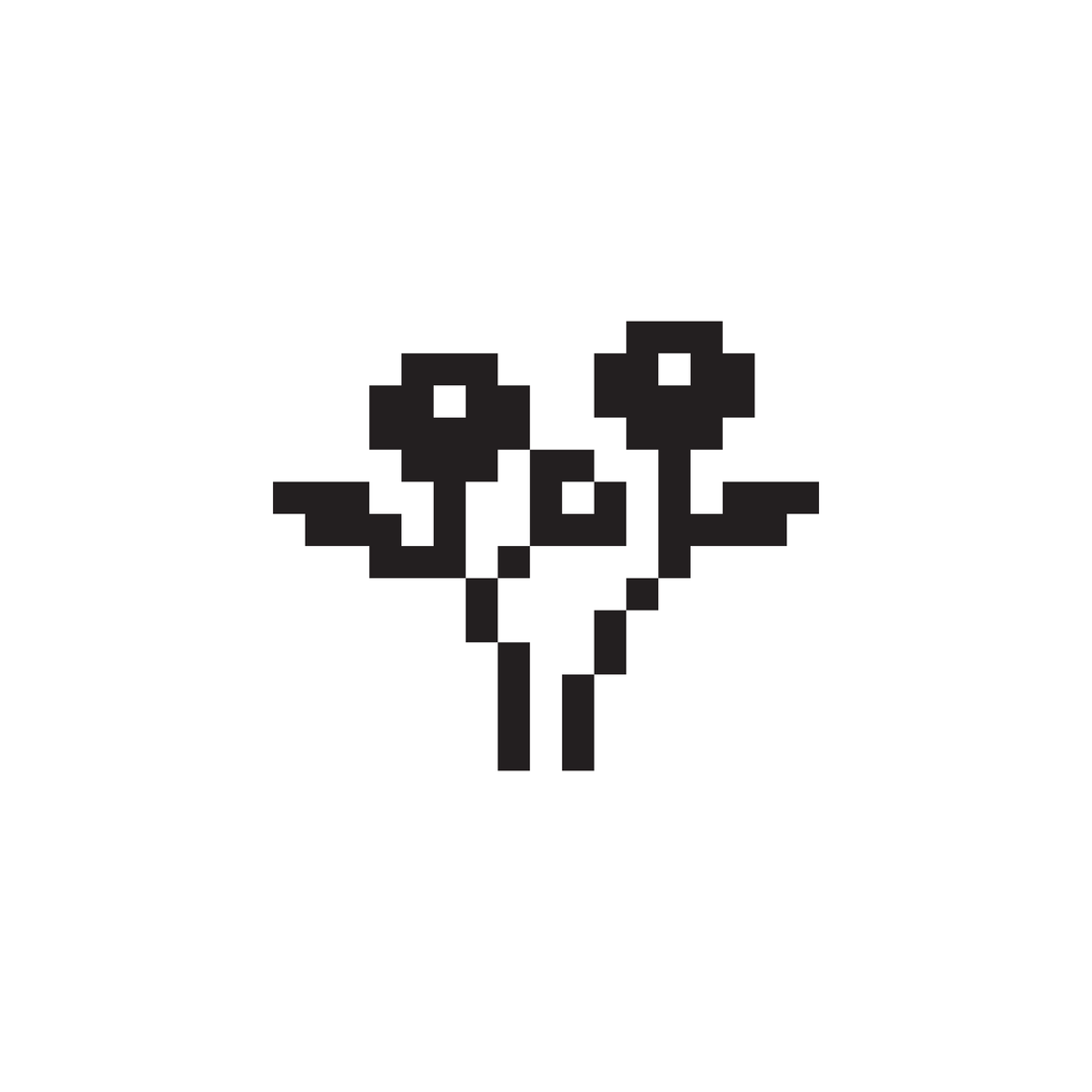 Key mounted on keyboard with flower bouquet icon designed by Susan Kare, digital artwork 