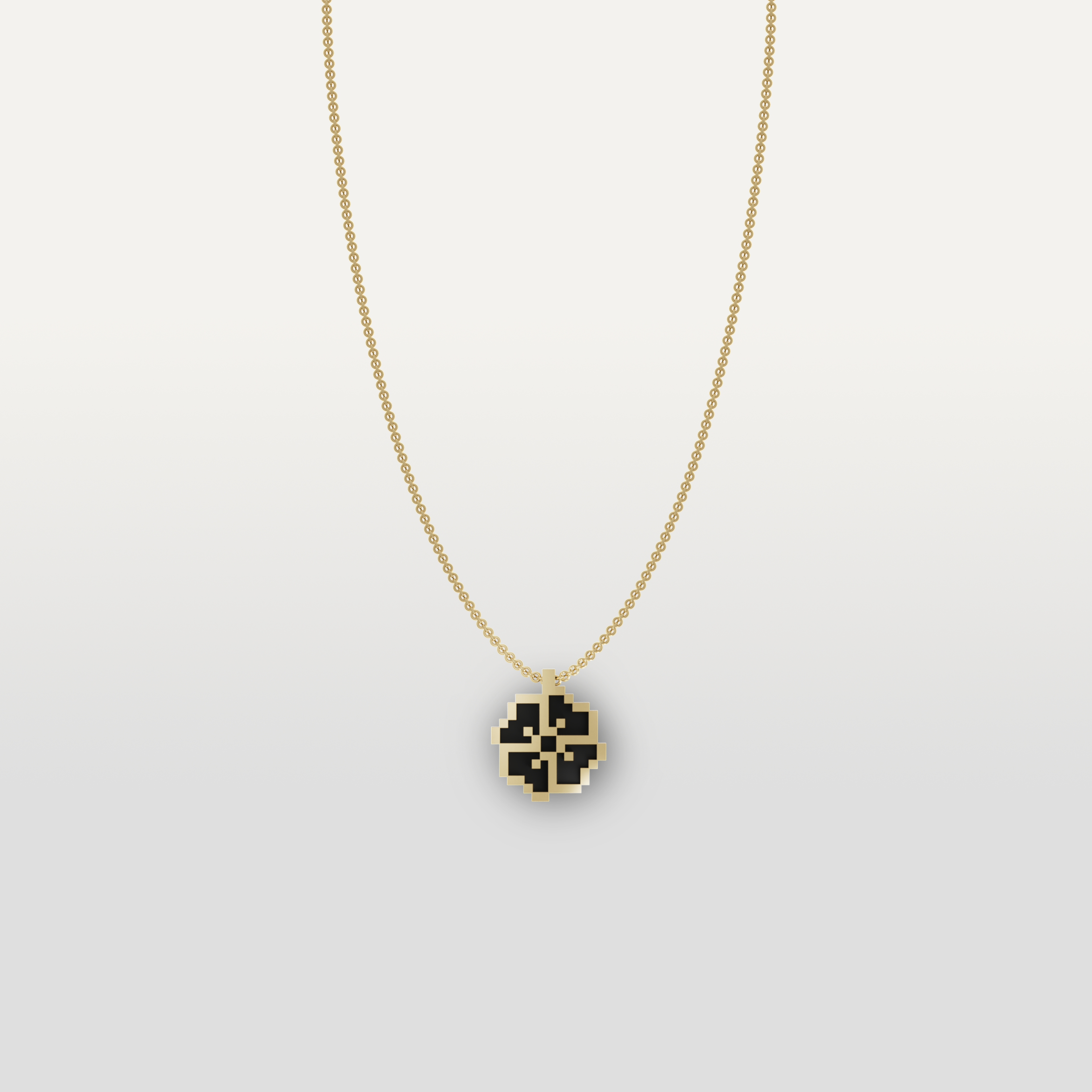 Flower necklace pendant in yellow gold