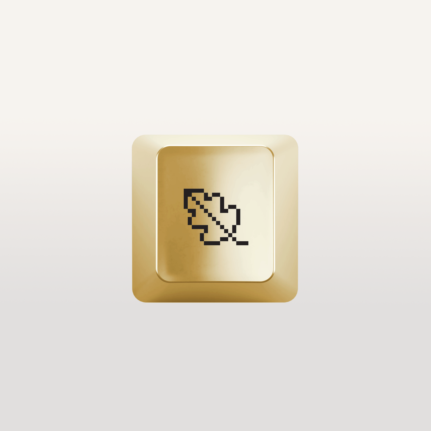 Leaf Icon Key by Susan Kare in Gold - Gold keyboard key featuring a leaf icon design by Susan Kare