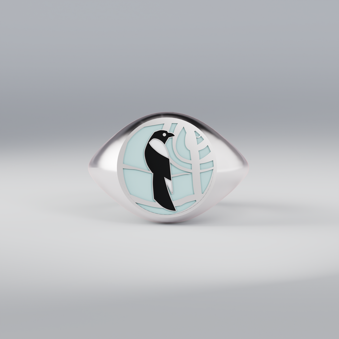The Magpie Signet Ring - White Gold